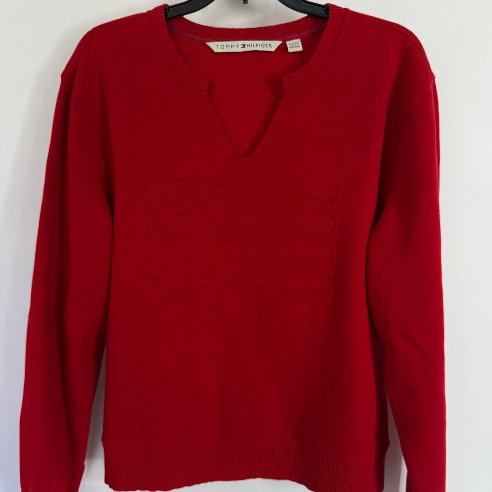 NWT Tommy Hilfiger Red Crewneck Flag Sweater